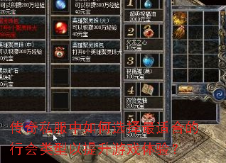 传奇私服中如何选择最适合的行会类型以提升游戏体验? 传奇私服中如何选择最适合的行会类型以提升游戏体验?
