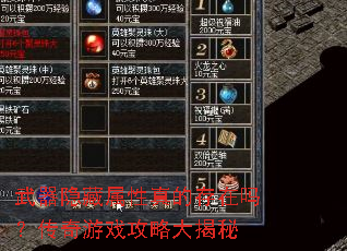 武器隐藏属性真的存在吗?传奇游戏攻略大揭秘 武器隐藏属性真的存在吗?传奇游戏攻略大揭秘