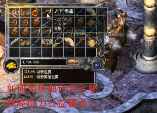 如何用热血传奇私服攻略助力公益事业? 如何用热血传奇私服攻略助力公益事业?