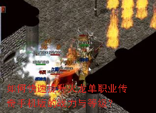 如何快速提升火龙单职业传奇手机版的战力与等级? 如何快速提升火龙单职业传奇手机版的战力与等级?