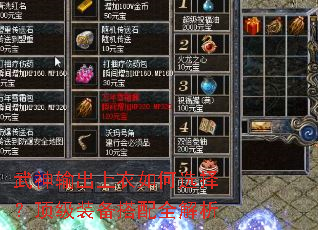 武神输出上衣如何选择?顶级装备搭配全解析 武神输出上衣如何选择?顶级装备搭配全解析